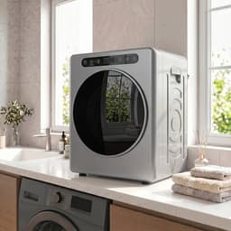 ECTEATOY® Wasdroger 5 kg - Luchtafvoerdroger 1000W - RVS Trommel - Met Timer & Kinderslot - Hoge ‑temperatuur droogprogramma - Zilver — thumbnail 5
