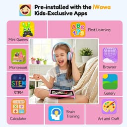 SnelShoppen - Kids Tablet 8 Inch voor Kinderen met Case, 3GB RAM, 32GB ROM, Android, 5000mAh, Geschikt voor Peuters en Kleuters, Roze, Met Ouderlijk T — thumbnail 2