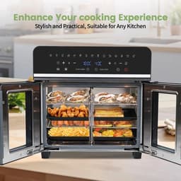 Heteluchtfriteuse – Airfryer - Airfryer Oven XXL - 23L - Dubbele Lades - 2200W - 240V - LED Touchscreen – 15 Programma’s - Kijkvenster - Zwart — thumbnail 1