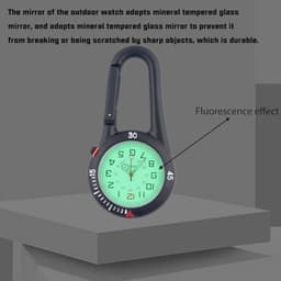 Pakket van 2 karabijnhaakhorloges, zakhorloge met karabijnhaakbevestiging, waterdichte karabijnhaakhorloges, zusterhorloge, lichtgevend analoog quartzhorloge, karabijnhaakhorloge voor fietsers, klimrugzak — thumbnail 5