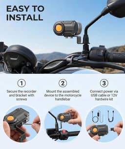 SnelShoppen - Motorcycle Dashcam 1080P Full HD, Compact, IP66 Waterproof, 110° Wide Angle, Loop Recording, Drill-Free Mounting, Wi-Fi Verbinding, Dire — thumbnail 2