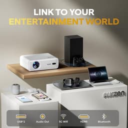 SnelShoppen - Videoprojector 4K Mini Beamer, Full HD 1080p, Draagbaar, Auto Focus/Keystone, WiFi, Bluetooth, HDR10, Officieel Netflix, Perfect voor Fe — thumbnail 4