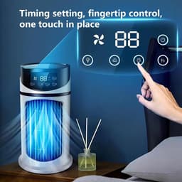 Draagbare Air Cooler - Persoonlijke Koeler - Persoonlijk Klimaat - Met Sfeerverlichting - 16.5 cm - Wit — thumbnail 5