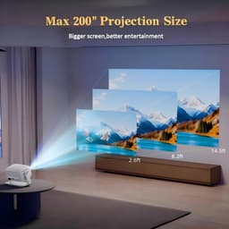 SnelShoppen - 1080P Beamer 16000 Lumen Draadloos met 5G WiFi & Bluetooth 5.4, 200 Inch Scherpstelling Afstandsbediening, Geschikt voor Telefoon, PS5, — thumbnail 3