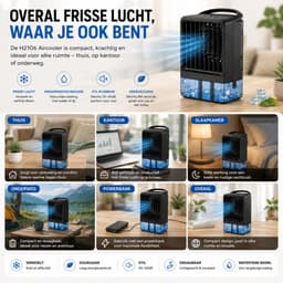 DreamGoods Aircooler - Aircooler met Water of IJs - Draagbare Luchtkoeler - Koelen, Ventileren & Bevochtigen - 800ML Watertank - Aircooler met Koelelementen - Mobiele Airco - Mini Airco zonder Afvoerslang - Slaapkamer - Koelventilator - Ventilateur — thumbnail 5