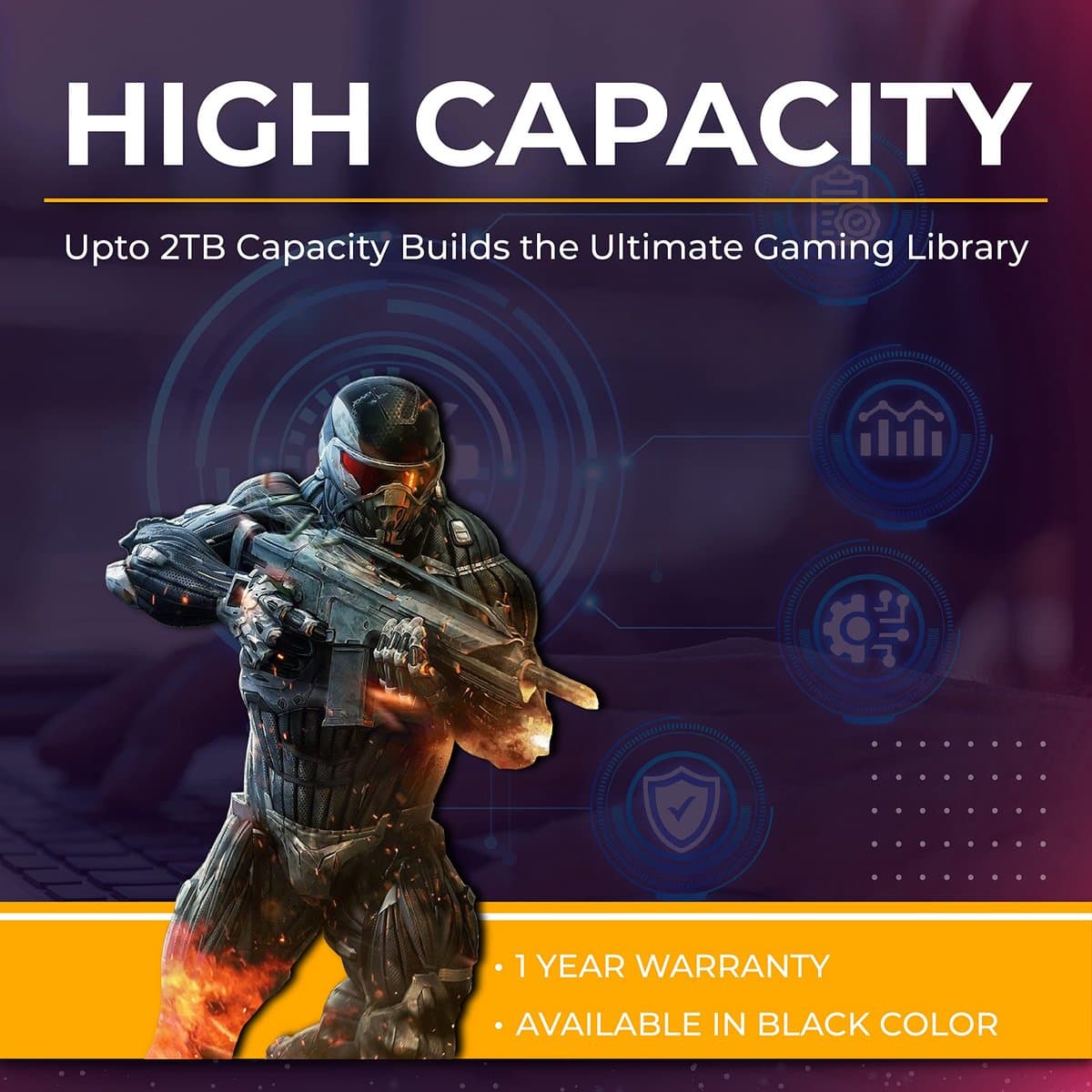 SUHSAI 1TB externe gaming harde schijf USB 3.0 voor gaming - Zwart - ShopVlot — afbeelding 1