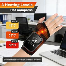 KZQ Draadloze polsverwarmingsband met 3 warmtestanden en vibratie - Oplaadbaar voor hand pols elleboog en enkel - Warmtetherapie en massage voor kantoor en gamers - Zwart — thumbnail 4