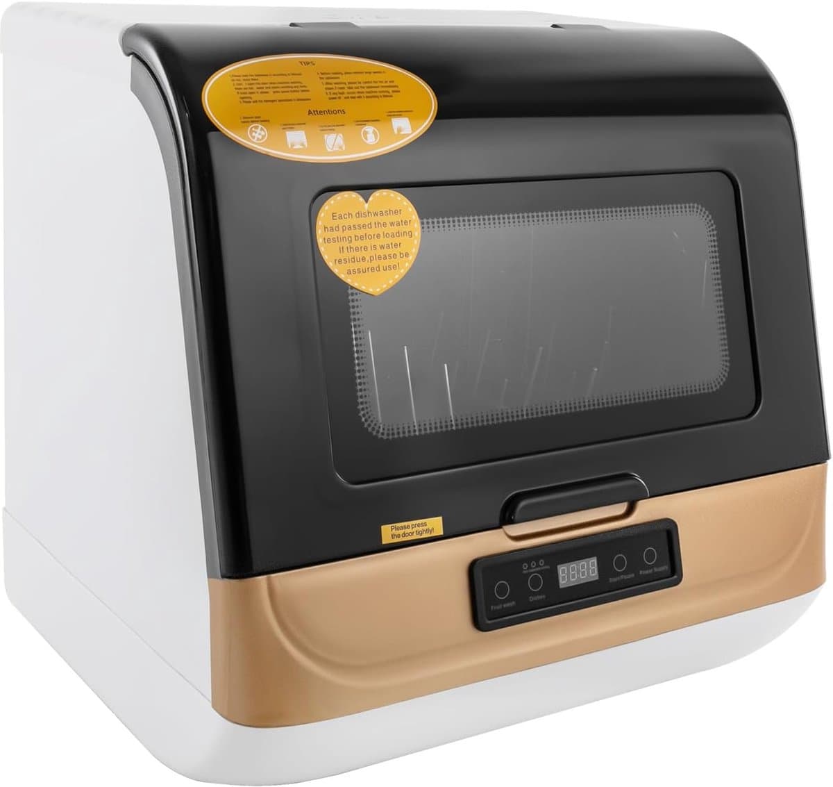 Compacte Vaatwasser - Mini Tafelmodel - Hygiënisch Servies - 360 Graden Reiniging - 4-6 Sets - Goud/Wit — afbeelding 1