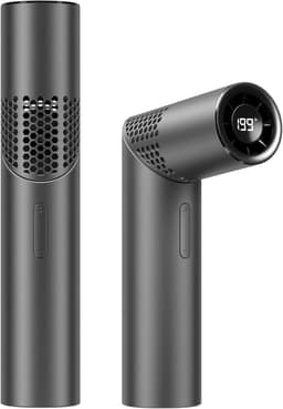 Draagbare handventilator, mini-turbo-ventilator, 199 snelheden, oplaadbaar, USB, inklapbaar, 90 graden, kleine ventilator, voor tafel, bureau en hals, voor thuis, kantoor, school, outdoor - grijs — thumbnail 1