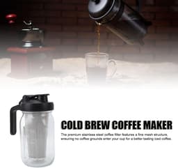 Dailygoods- Cold Brew Koffiezetapparaat 2000ml - Dikke Glazen Kan - Roestvrijstalen Filter - Lekvrij Deksel - Vaatwasmachinebestendig - Eenvoudig te gebruiken - Koffiekan — thumbnail 3
