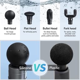 Mini Massagepistool – 3200 RPM – 5 Snelheidsstanden – 4 Opzetstukken – Stil <45 dB – USB-C – 0,47 kg — thumbnail 2