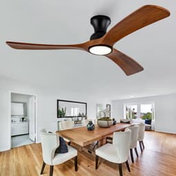 COVREO Plafondventilator met verlichting 132 cm zwart donker walnoot, 6 snelheden — thumbnail 1