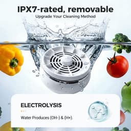 Bestrijdingsmiddelenwasmachine - Groente- en fruitwasmachine - 15W krachtige vortex - 4 instelbare snelheden - Groente- en fruitreiniger - 10,4 x 6,0 cm - Wit — thumbnail 2