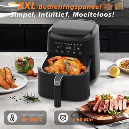 Airfryer - 6L inhoud - 1650W voor snel koken - 9 programma's - LED-display en warmhoudfunctie - metalen binnenzijde - olievrije Heteluchtfriteuse voor gezinsmaaltijden - receptenboek - gemakkelijk schoon te maken — thumbnail 3