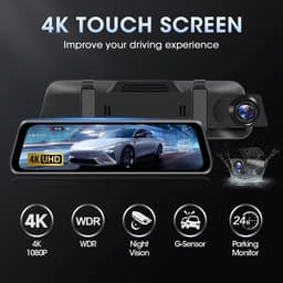 Dashcam Spiegel - 10 Inch - 4K Ultra-HD Resolutie - Groothoek Lens - Voor Auto — thumbnail 2