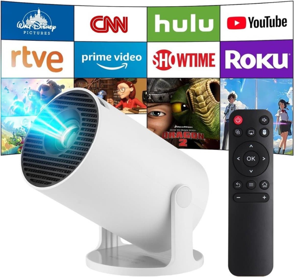QIN® Draagbare beamer - Beamer - Projector - Mini Beamer - Wit - 11cm x 19cm x 11cm — afbeelding 1