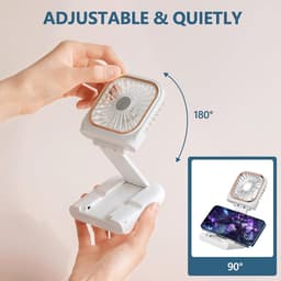 180° Opvouwbare Ventilator - 1 stuk - 167×80×19mm - Drie windsnelheden - 3000mAh batterij - Kan als powerbank gebruikt worden - Mini elektrische handventilator - Geschikt voor op reis, op kantoor en op vakantie - Wit — thumbnail 4