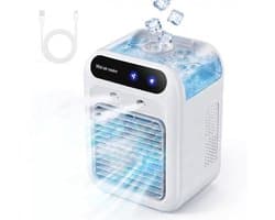 COOAU - Mobiele Airconditioner - Draagbare Luchtkoeler met 500ml Waterreservoir - 2 Ventilatiestanden & 2 Sproeimodi - Stille Mini Airco voor Slaapkamer, Kantoor & Buiten - Energiezuinig & USB-gevoed - Wit