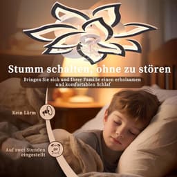 Plafondventilator met verlichting – Dimbare LED – Stil – 6 snelheden – Afstandsbediening – 58 cm zwart — thumbnail 2