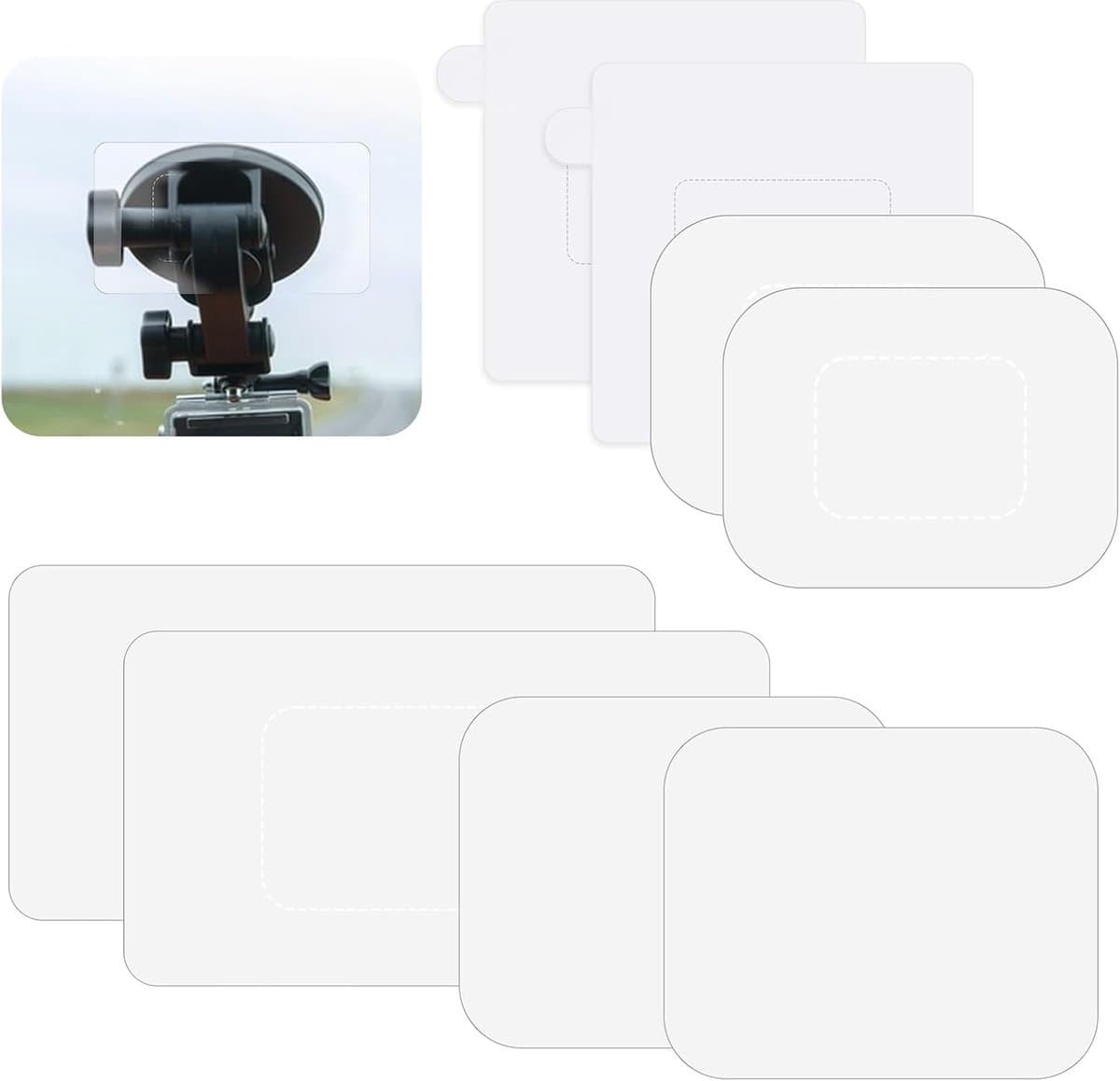 8 stuks elektrostatische stickers voor dashcam, transparante statische folie - ShopVlot — afbeelding 1