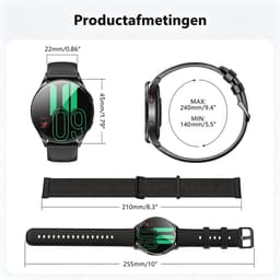 Blackview Smartwatch Dames - AMOLED Smartwatches Heren - Smartwatch Stappenteller Horloge - Sporthorloge - Activity Tracker - Hartslagmeter - Saturatiemeter - Bellen | Oproepen - Hartslag - SpO2 - Geschikt voor iOS/Android - Zwart — thumbnail 3