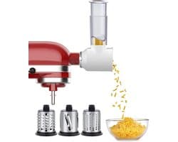 Thijox - Groentesnijder voor KitchenAid Keukenmachine - Snijder Versnipperaar Hulpstuk - Kaasrasp Set - Wit - Keukenaccessoire voor Groenten en Kaas
