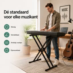 BOTC Pianostandaard voor elektronisch toetsenbord - Draagbare en Verstelbare - Zwart — thumbnail 2