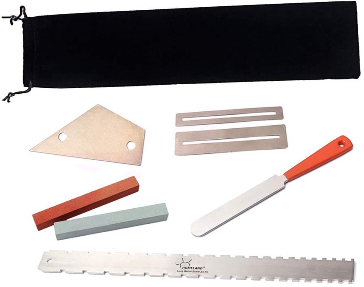 Dailygoods - Gitaar Reparatie Tool Set - Gitaar Fret Kronen - 7 Gereedschap - Perfect voor Gitaaronderhoud - Inclusief Slijpstenen - Geschikt voor... — afbeelding 1
