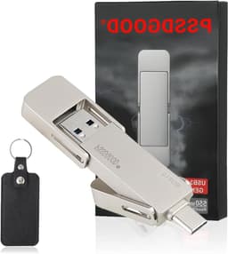 USB-C Stick - Externe SSD - Snelle Data Overdracht - 2-in-1 Type C en A - 512 GB - Zilver — thumbnail 1
