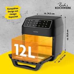 SnelShoppen - Digitale Heteluchtfriteuse 12L met XXL Accessoirepakket, Oven, Grill en Friteuse, Kijkvenster, Touchscreen, Airfryer zonder Olie, 10 Pro — thumbnail 2