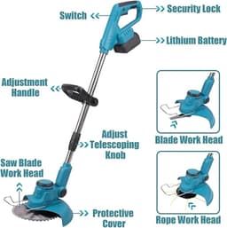 Elektrische Grasmaaier - Snoeischaar Grastrimmer - Tuin Onderhoud - Borstelloze Motor - 91-130 cm Verstelbaar - Universeel — thumbnail 3