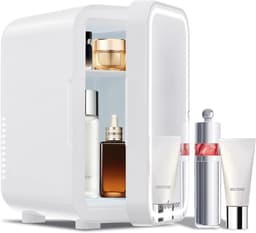 Mini-Koelkast 6L met Dimbare LED Spiegel - Koelen & Verwarmen - AC/12V DC - Voor Slaapkamer, Auto & Skincare - Wit — thumbnail 1