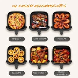 Heteluchtfriteuse – Airfryer - Airfryer Oven - 8L - 1400W - Airfryer Zonder Olie - LED Touchscreen - Kijkvenster - RVS - Hoge Temperatuur - Zwart — thumbnail 5