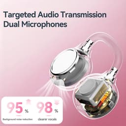 Open Ear Clip op oordopjes Bluetooth 6.0, poedercompactetui met LED-display en spiegel, 40H IPX6 Open-Ear comfort, lichtgewicht en stevige pasvorm voor kleine oren, sport en dagelijks gebruik, ideaal cadeau (wit) — thumbnail 2