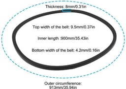 Grasmaaier V-riem 2 stuks - Compatibel met SABO 52-151 H mA - Rubber met polyester - Bovenbreedte 9,5 mm - Binnenlengte 900 mm - Duurzaam en flexibel - V-snaar — thumbnail 1