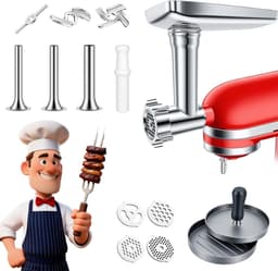 Vleesmolenset voor keukenmachine - RVS - Inclusief malen, worst maken en hamburgers - Voor eenvoudig thuisgebruik - ShopVlot — thumbnail 1