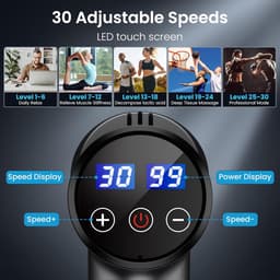 Massage Gun - Spier Massager - Spierherstel Bevorderen - 30 Snelheden - 25 x 23 x 5 cm - Zwart — thumbnail 4
