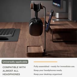 Notenhouten Koptelefoon Standaard - Koptelefoon houder - Headset houder - Gaming Headset Stand - Met Opbergbasis - Hoofdtelefoon Standaard Bureau - Koptelefoon Standaard Universeel — thumbnail 5
