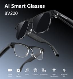 Blackview BV200 AI Smart Glasses - Slimme bril met camera - vertaalfunctie, muziek, Video Opname - Bluetooth 6.0 - Knop & Touchbediening - iOS/Android - Oplaadbaar - Lichtgewicht 44g - Transparant — thumbnail 2