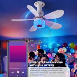 Kraftverdia® 3-in-1 plafondventilator met verlichting, RGB-muziek, afstandsbediening, stille ventilatorlamp, timer, moderne lamp voor woning (30W) [Energieklasse A+++] — thumbnail 4