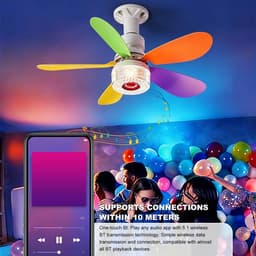 Kraftverdia® 3-in-1 plafondventilator met verlichting, RGB-muziek, afstandsbediening, stille ventilatorlamp, timer, moderne lamp voor woning (30W) [Energieklasse A+++] — thumbnail 4