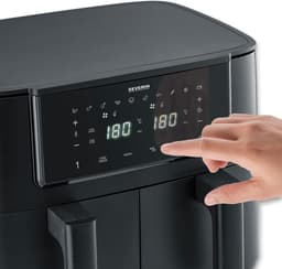 Heteluchtfriteuse Dubbel - Airfryer Duo - Gezond Koken - Dubbele Manden - 8 Liter - Zwart — thumbnail 2