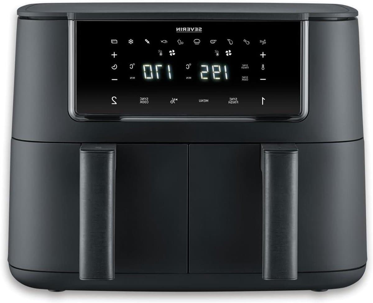 Heteluchtfriteuse Dubbel - Airfryer Duo - Gezond Koken - Dubbele Manden - 8 Liter - Zwart — afbeelding 1