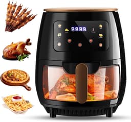 Airfryer met Venster - Heteluchtfriteuse Airfryer - Gezond Koken - Zichtbaar Bakproces - 5 Liter - Zwart — thumbnail 1