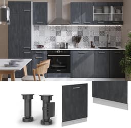 Vaatwasserpaneel - Keukenfront - Keuken Integratie - Verstelbare Montage - 60 cm breed - Zwart Beton — thumbnail 3