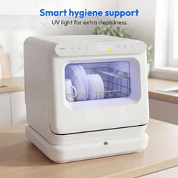 Mini Vaatwasser voor 3 Couverts – Zonder Vaste Wateraansluiting – 6 Programma’s – Ventilatiedroging – Wit — thumbnail 3