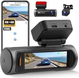 Dashcam voor auto - Zwart - 3,19 inch HD-scherm - 4K dubbelcamera met wifi en nachtzicht - Voor voertuigen — thumbnail 1
