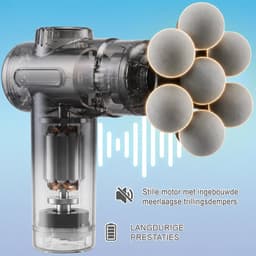 Massagepistool – Draagbaar Massagepistool – Massageapparaat met 99 Snelheden – Massage Gun met 9 Massagekoppen – Handmassageapparaat voor Nek, Rug en Benen – Inclusief Reistas – Grijs — thumbnail 3