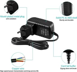 AC/DC Adapter - Voedingskabel Oplader - Externe Harde Schijf - Overspanningsbeveiliging - EU-stekker - Zwart — thumbnail 3