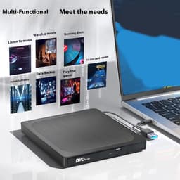 Externe CD/DVD Brander - Optisch Station - Schijven Lezen/Schrijven - USB-C en USB 3.0 - 14 cm - Zwart — thumbnail 5